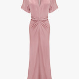 Victoria Beckham - Gathered V-Neck Midi Dress In Peony