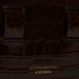 Victoria Beckham - Nano Dorian Belt Bag In Dark Brown Croc Embossed Leather