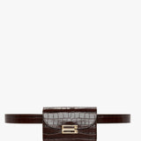 Victoria Beckham - Nano Dorian Belt Bag In Dark Brown Croc Embossed Leather