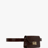 Victoria Beckham - Nano Dorian Belt Bag In Dark Brown Croc Embossed Leather