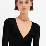 Victoria Beckham - Deep V Knitted Gown In Black