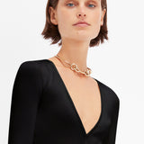 Victoria Beckham - Deep V Knitted Gown In Black