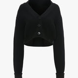 Victoria Beckham - Cropped V-Neck Cardigan In Black