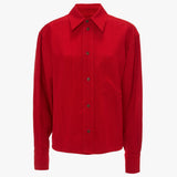 Victoria Beckham - Cropped Long Sleeve Shirt In Carmine