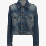 Victoria Beckham - Cropped Denim Jacket In Heavy Vintage Indigo Wash