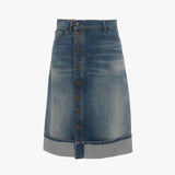 Victoria Beckham - Placket Detail Denim Skirt In Heavy Vintage Indigo Wash