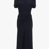 Victoria Beckham - Gathered Waist Midi Dress In Midnight