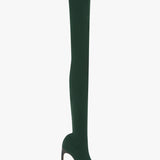 Victoria Beckham - Over The Knee Open Toe Boot In Dark Green