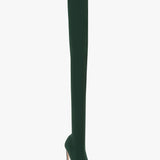 Victoria Beckham - Over The Knee Open Toe Boot In Dark Green