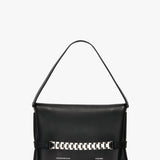 Victoria Beckham - Chain Pouch Bag with Brushed Silver Chain In Black Leather