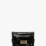 Victoria Beckham - Mini B Pouch Bag In Croc Embossed Espresso Leather