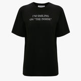 Victoria Beckham - I'm Smiling On The Inside Slogan T-Shirt in Black