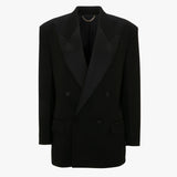 Victoria Beckham - Satin Lapel Tuxedo Jacket in Black