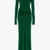 Victoria Beckham - Circle Detail Open Back Gown In Emerald