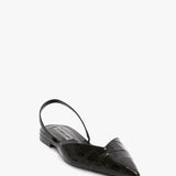 Victoria Beckham - V Cut Sling Back In Black Croc-Effect Leather