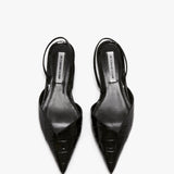 Victoria Beckham - V Cut Sling Back In Black Croc-Effect Leather