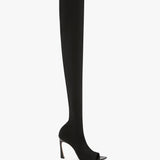 Victoria Beckham - Peep Toe Stretch Jersey Boot In Black