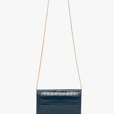 Victoria Beckham - Wallet On Chain In Midnight Croc Embossed Leather