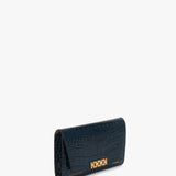 Victoria Beckham - Wallet On Chain In Midnight Croc Embossed Leather