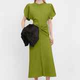 Victoria Beckham - Gathered Waist Midi Dress In Parrot Green