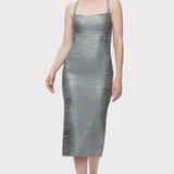 Herve Leger - VINYL FOIL STRAPPY MIDI DRESS