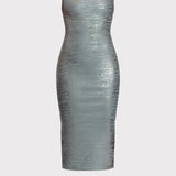 Herve Leger - VINYL FOIL STRAPPY MIDI DRESS