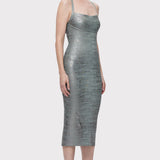 Herve Leger - VINYL FOIL STRAPPY MIDI DRESS