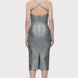 Herve Leger - VINYL FOIL STRAPPY MIDI DRESS