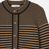 FRAME - Compact Stripe Cardi -- Tan Multi