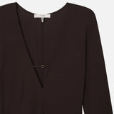 FRAME - Deep V Jersey Dress -- Chocolate Brown