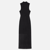 FRAME - Sleeveless Mesh Mock Neck Dress -- Black