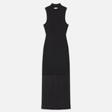 FRAME - Sleeveless Mesh Mock Neck Dress -- Black