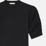 FRAME - Lace Sleeve Frankie Tee -- Black