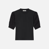 FRAME - Lace Sleeve Frankie Tee -- Black