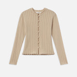 FRAME - Ruffle Neck Cardi -- Taupe