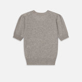 FRAME - Pointelle Puff Sleeve Sweater -- Light Heather Grey