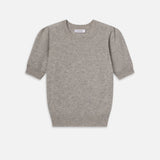 FRAME - Pointelle Puff Sleeve Sweater -- Light Heather Grey