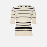 FRAME - Striped Short Sleeve Sweater -- Cream Multi