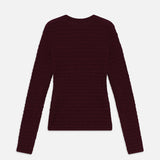 FRAME - Smocked Long Sleeve Crewneck -- Wine