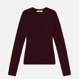 FRAME - Smocked Long Sleeve Crewneck -- Wine