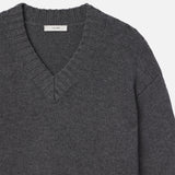 FRAME - Chunky V-Neck Sweater -- Charcoal Heather