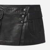 FRAME - Leather Cargo Mini Skirt -- Black