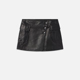 FRAME - Leather Cargo Mini Skirt -- Black