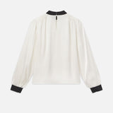 FRAME - Shirred Mock Neck Blouse -- Cream