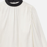 FRAME - Shirred Mock Neck Blouse -- Cream