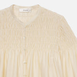 FRAME - Smocked Collarless Blouse -- Champagne