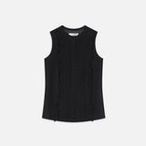 FRAME - Sleeveless Ruffle Trim Blouse -- Black