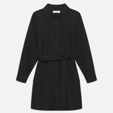 FRAME - Belted Trench Long Sleeve Dress -- Black