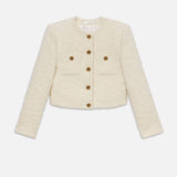 FRAME - Cropped Button Front Jacket -- Ecru