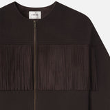 FRAME - Mix Suede Fringe Coat -- Chocolate Brown